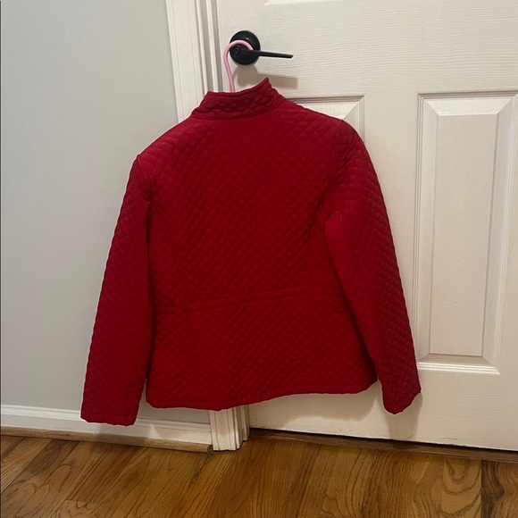 Cherry Red Quilted Jacket with cinch at waist medium - Picture 6 of 6